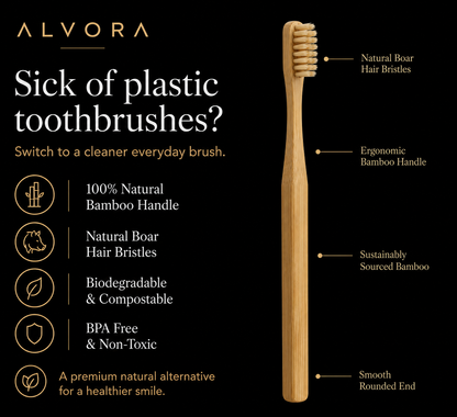 BAMBOO + BOAR HAIR BRISTLE TOOTHBRUSHES 4-PACK